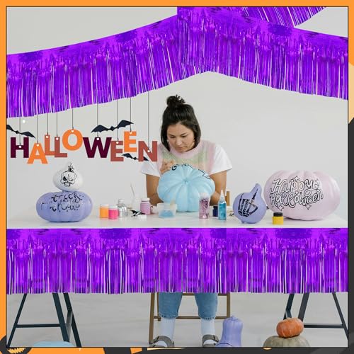 Image of 4 Pack 10 Feet Glitter Purple Parade Float Decorations for Trailer Car, Glitter Foil Fringe Metallic Tinsel Streamers Banner Garland for Graduation Homecoming Birthday Party (Glitter-Purple)