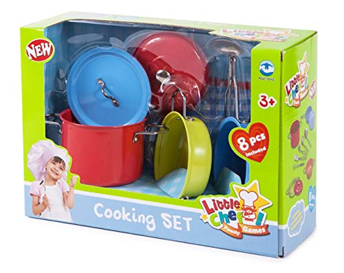 Preisvergleich Produktbild Spielküche Kochtopf Set aus Metall bunt mit Küchenzubehör