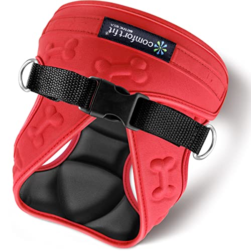 Comfort Fit Dog Harness No Pull No Escape Harness Adjustable Buckles Soft Padded Reflective Choke Step in Dog Vest with Easy Control Handle for Small Medium Large Dogs & Puppies
