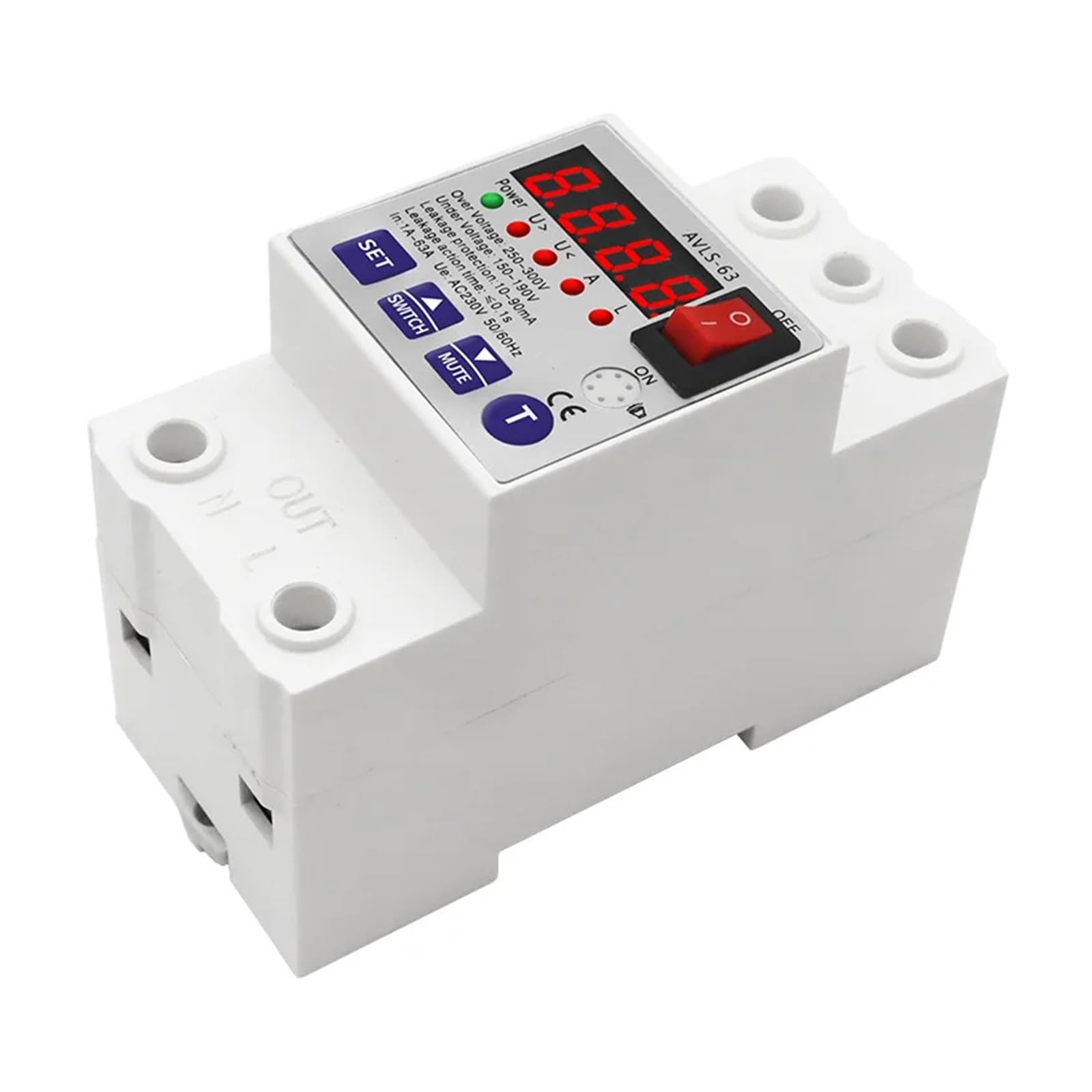 RWRAPS Protector de Voltaje Relé Protector contra sobretensiones, protección contra sobretensiones, Carril DIN 63A, reconexión automática