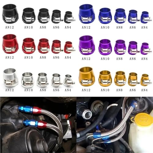 Abrazadera AN12 de acabado para manguera de coche y radiador universal color negro 4 uds 4