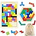 2 Pack Wooden Russian Blocks Puzzle + Hexagon Puzzles for Kids & Adults, Wooden Block Puzzle Intelligence Brain Teasers Toy Logic Game STEM Educational Gift for Children