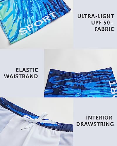 Kanav Men'S Athletic Square Leg Swimsuit Jammers Durable Compression Swim Briefs Training Bathing Swimming Shorts Blue Camouflage thumb #5