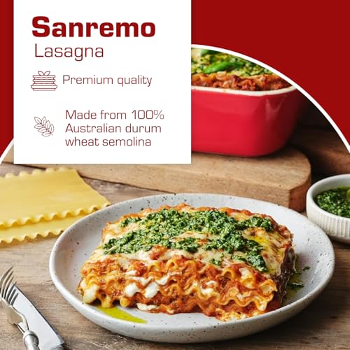 Image of San Remo Instant Lasagna Pasta 250g| Quick Cooking | Vegetarian | No Preservatives | Classic Pasta Sheets (Pack of 3)