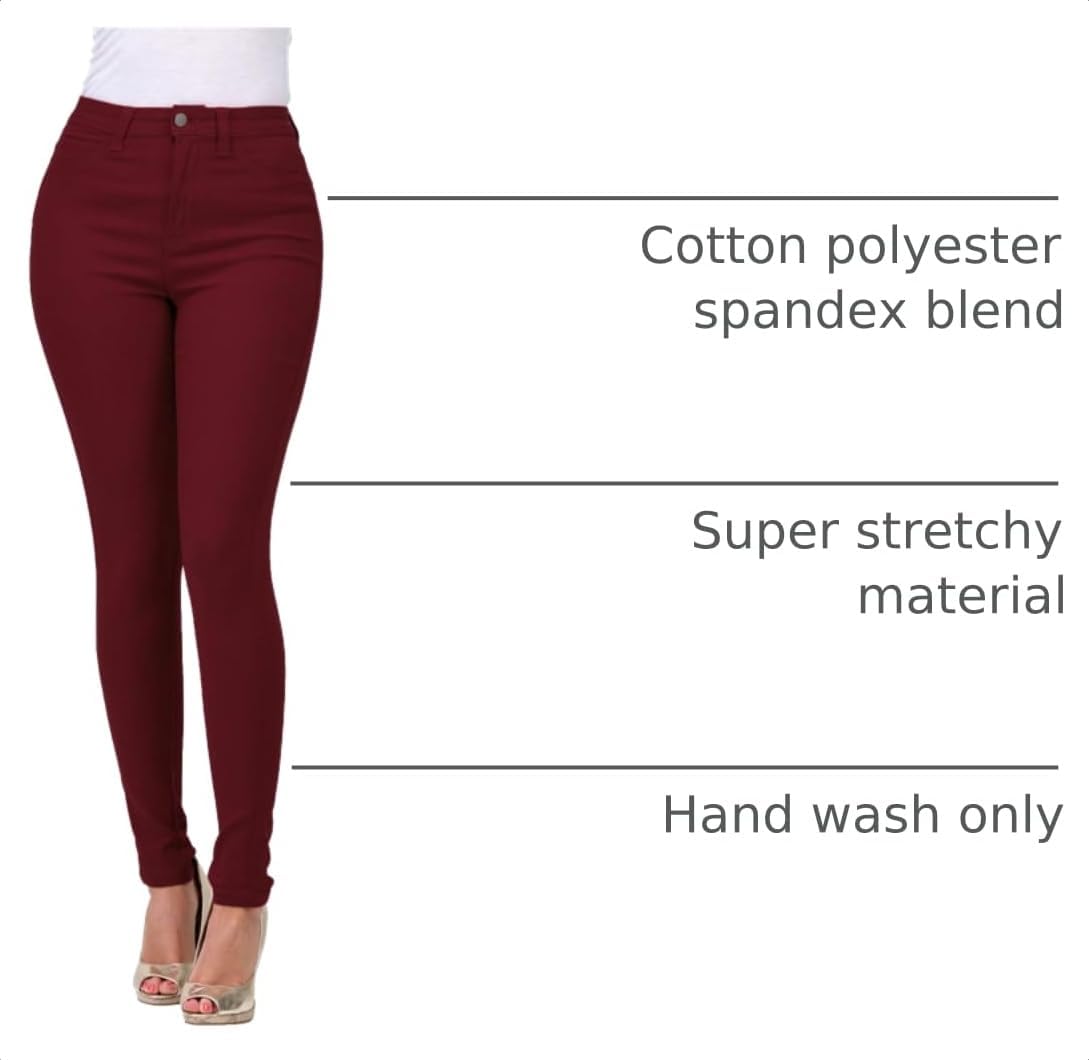 High Waisted-Rise Colored Stretch Skinny Destroyed Ripped Distressed Jeans for Women Olive Mustard RED thumbnail