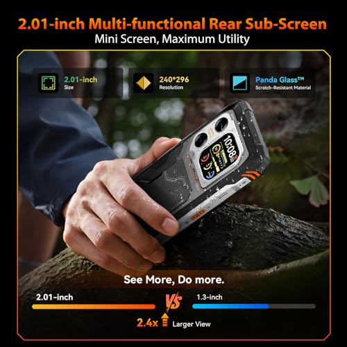 Blackview Xplore X1 5G Outdoor Handy ohne Vertrag Android 15, 36GB+256GB/2TB 10000mAh Baustellenhandy, 6,78" FHD+ Doppelbildschirm, 108MP+50MP, Outdoor Smartphone Wasserdicht/NFC/OTG/Gemini AI,Orange – Bild 8