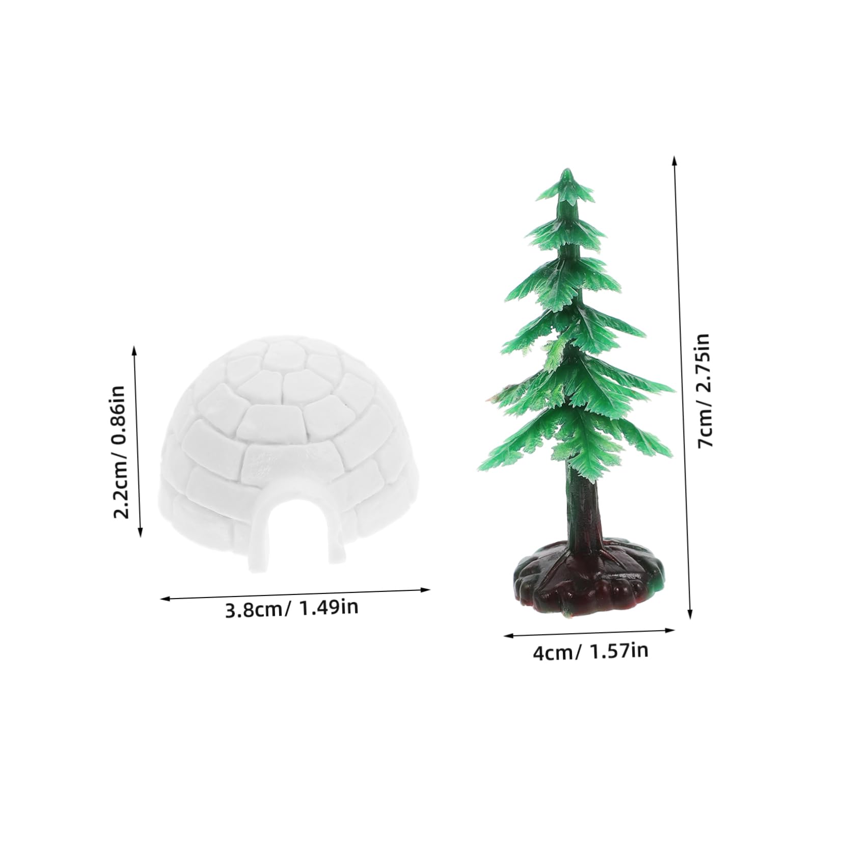 Mikikit 3pcs Mini Christmas Tree Toy Igloo Model Boys and Girls Toy Realistic Ice House Decor Artificial Pine Trees for Home Decor