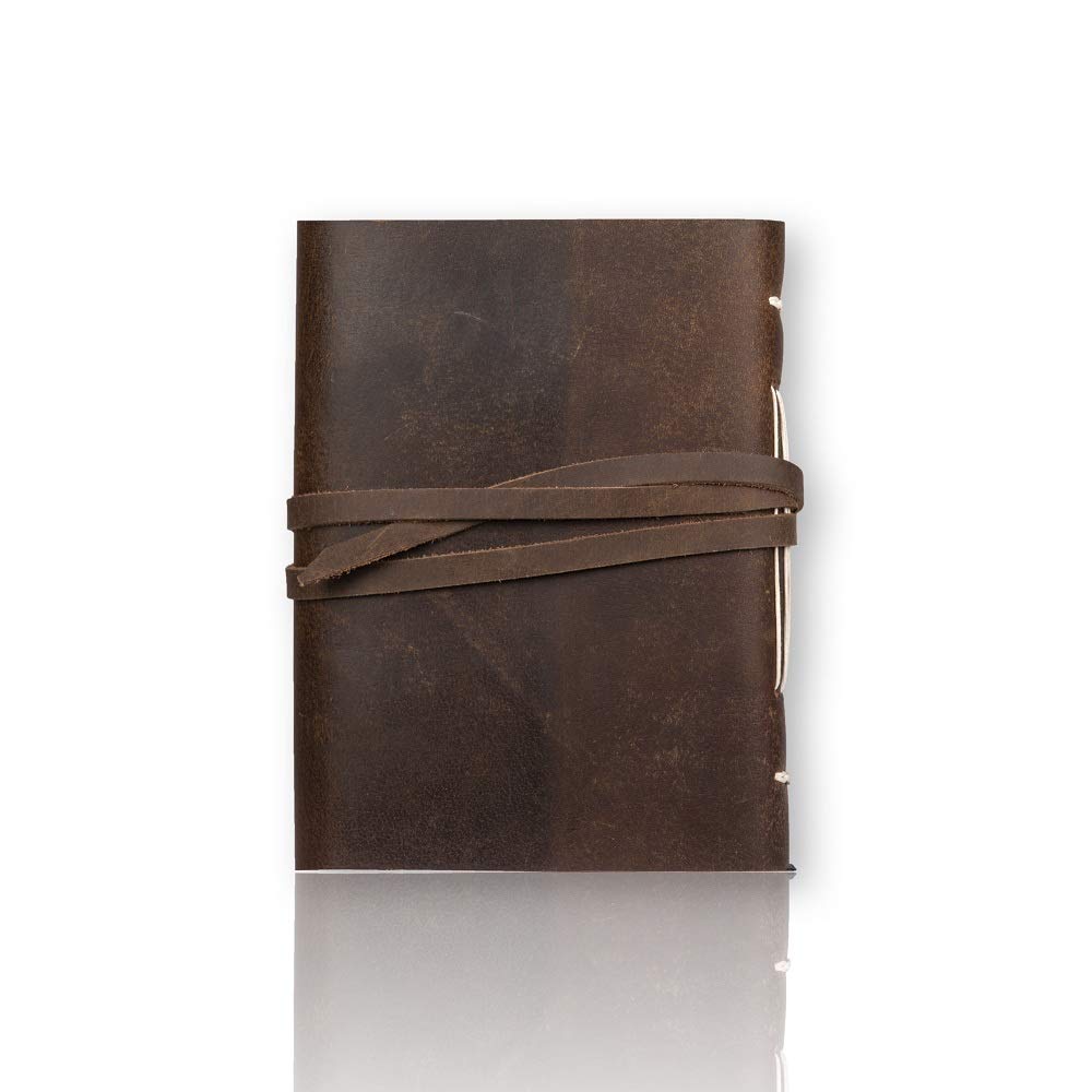 PRASTARA - Cuaderno de diario de cuero hecho a mano para hombres y mujeres, diario de viaje de papel sin forro, con bonito marcador y minicher diario.