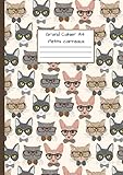  Grand Cahier A4 Petits Carreaux: Quadrillé - Pour le Collège, Lycée, Secondaire - Couverture Souple - Motif de chats