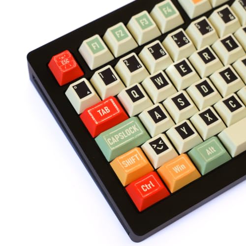 Keycaps Retro PBT 143 Tasten kompatibel mit AZERTY/QWERTZ Cherry-Profil Layout ISO und ANSI für mechanische/magnetische Tastatur 60% 65% 75% 100% FR/DE/en/ES (DE)