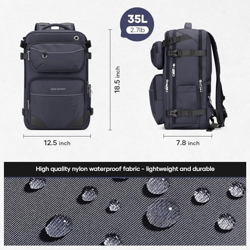 Maelstrom Travel Backpack for Men Women, 35L Carry on Backpack for Traveling on Airplane,with Belt Bag&Shoe Compartment,Waterproof Laptop Backpack fit 17”Laptop-Mystery Grey3