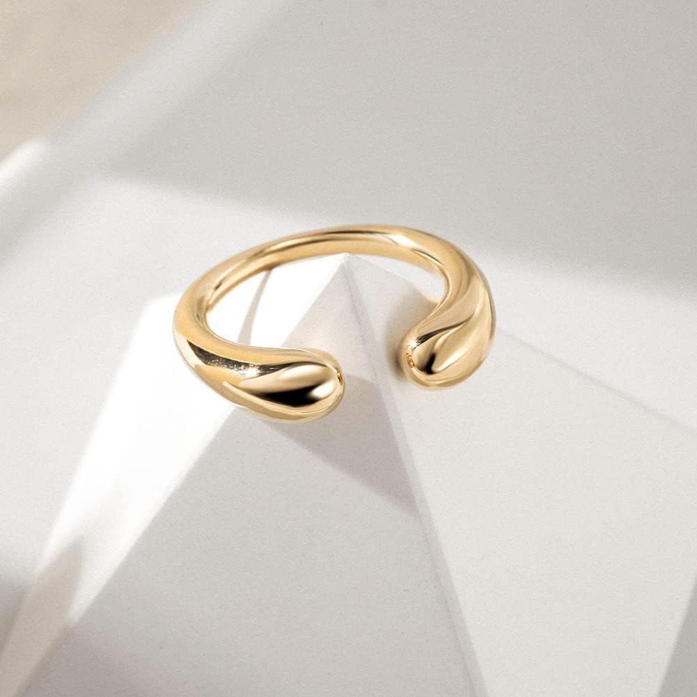 CIUNOFOR 14K Gold Plated Ring for Women Non Tarnish, Chunky Statement Stackable Rings, Bold Crossover Domed Band, Fit Size 6 to 10 - Image 2