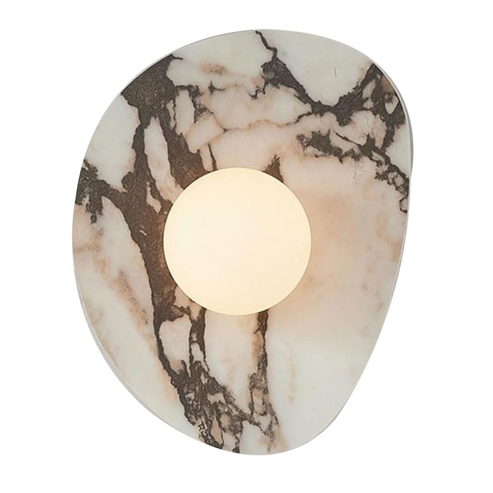 Granestner Elegant Marble Wall Sconces with Alabaster Glass Lampshade - Hardwired Indoor Lighting for Living Room, Bedroom, and Hallway