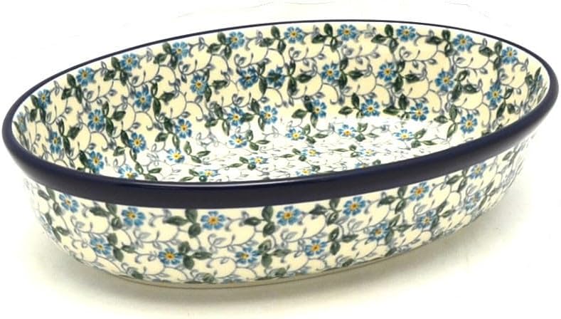 Polish Pottery Baker - Oval - Small - Forget-Me-Knot