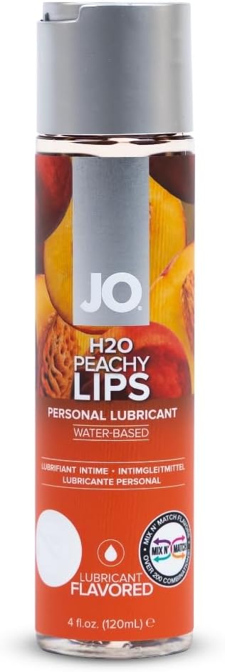 H₂O Peach Flavored Lube – Edible Water Based Personal Lubricant, Sugar Free Peachy Lips – 4 fl oz