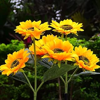 2 Pack Solar Sunflower Lights Outdoor Solar Garden Stake Lights, Upgraded LED Solar Powered Lights with 3 Bigger Sunflower, Waterproof Solar Decor Lights for Pathway Yard Patio Memorial Decorations