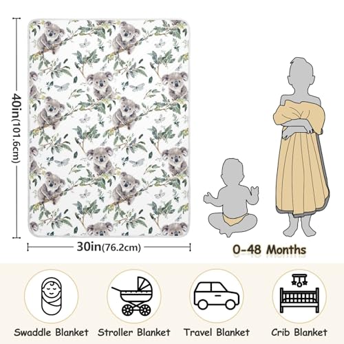Image of Toddler Blanket for Baby Boy and Girl Soft Swaddle Blanket for Toddler and Infant 30X40in Funny Koala White