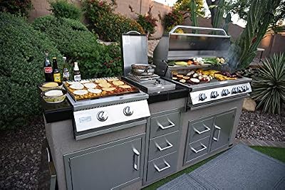 KoKoMo Grills Teppanyaki, Griddle, Built-in BBQ Grill with Side Burner, Storage Drawers 7'6"