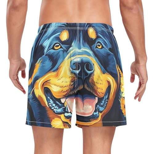 Mens Swim Trunks with Liner, Cute Dog Head Florals Cool Quick Dry Beach Swim Shorts, Swimwear Bathing Suits S2