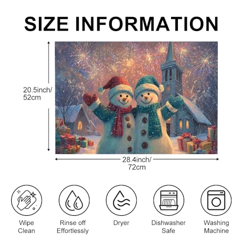 Image of Snowman Christmas Fireworks Celebration Stove Cover 28.35x20.47in