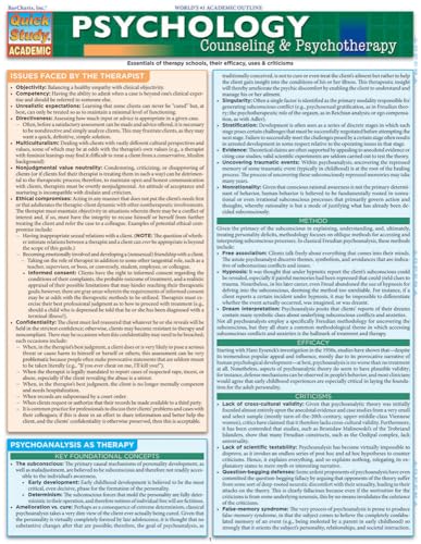 Psychology: Counseling & Psychotherapy QuickStudy Laminated Reference Guide