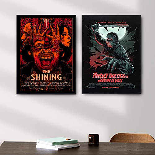 9 Pieces Vintage Horror Movie Posters, Creepy Classic Scary Movie Film Prints Wall Art Monster Suspense Movie Set Unframed For Home Living Room Bedroom Man Cave Theater Decor #TOP3