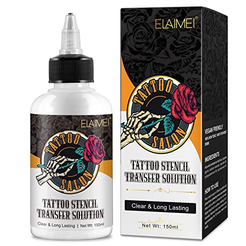 Tattoo Stencil Gel 150ml Tattoo Stencil Transfer Gel Solution, Tattoo Transfer Gel, Tattoo Application Solution for Transfer Paper Machine Stencils, Clear & Long-Lasting (150ml)