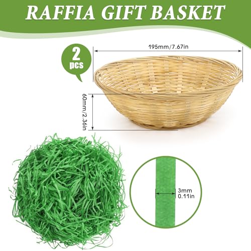 OsterköRbchen Osternest mit Deko Gras Osterkörbe Bastkörbe Körbchen Geflochten Ostergras mit Grün Easter Basket Osternester zum Befüllen 2 Stück
