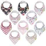 10-Pack Organic Baby Bandana Drool Bibs - Organic Cotton Bandana Bibs for Girls - Super Absorbent Bandana Drool Bibs - Teething Bibs - Baby Bibs for Girl, Infant, Toddler - Bibs Set (Tea Party)