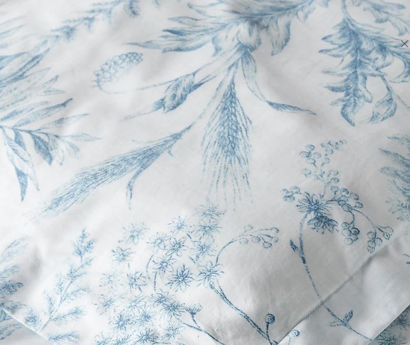 Ralph Lauren Genevieve Blue on White Floral Birds Butterfly King Comforter Only