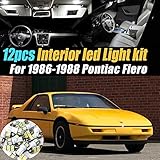 12Pc Super White 6000k Car Interior LED Light Bulb Kit Pack Compatible for 1986-1988 Pontiac Fiero