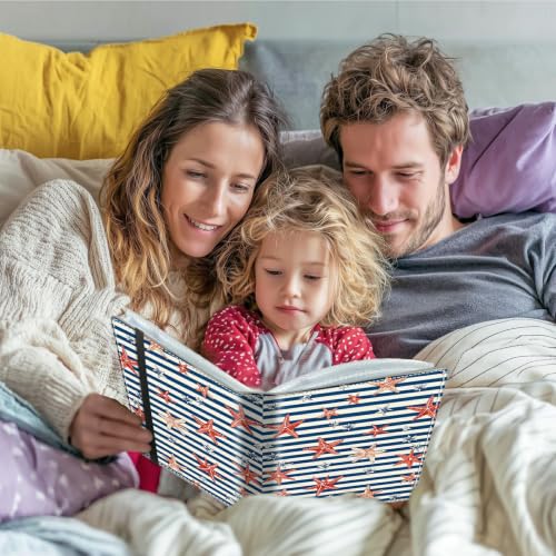 Image of Photo Album 4x6 120 Photos with Strong Elastic Band, Striped Starfish | Large Capacity Premium Leather Picture Album, Portable Wallet Albums Photo Book for Family Anniversaries Wedding Baby