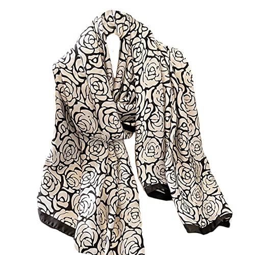 Image of Aufeel Fashion Scarves 100% Silk Felling Scarf Long Lightweight Sunscreen Shawls Wrap for Women Hair Scarves