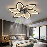 Leiser Deckenventilator mit Beleuchtung, Moderne LED Dimmbare Deckenbeleuchtung mit Ventilator, Kreativer Lichter Design-Deckenventilator für Schlafzimmer, Küche, Esszimmerlampen