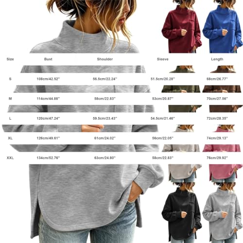 Mock Neck Sweatshirt Women Oversized Casual Warm Long Sleeve Pullover Tops - image 6