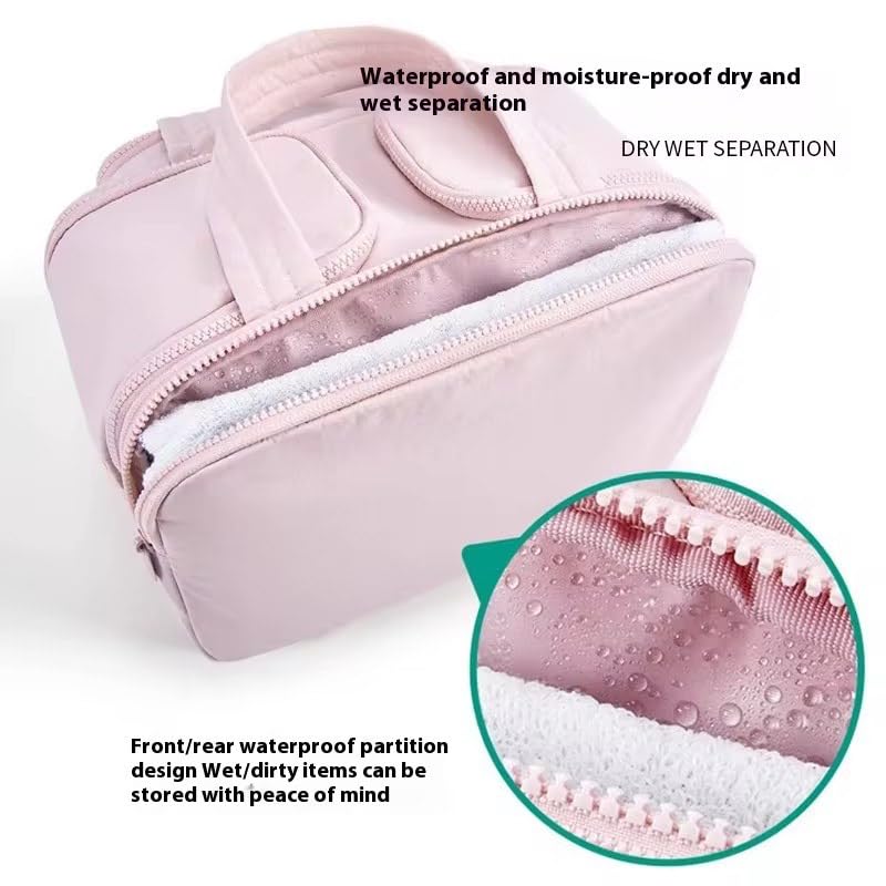 Image of Travel Toiletry Bag, Lightweight Large Wide-Open Travel Bag for Women, Puffy Cosmetic Makeup Bag Organizer, Pink