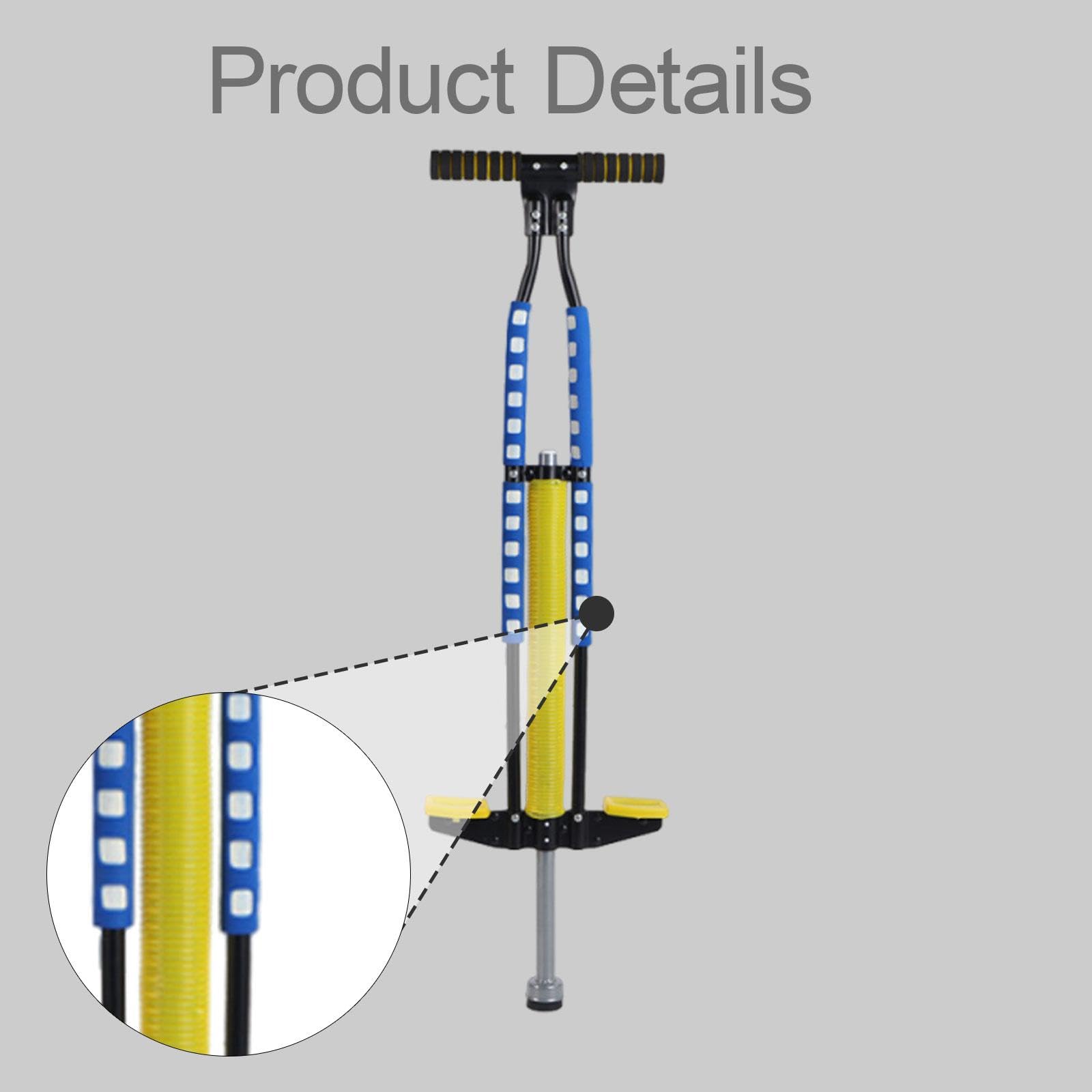 Gralara Pogo Rod pour Enfants, Jouet, Bâton D'exercice avec Poignée Ergonomique, Ressort En Acier Inoxydable et Base Antidérapante, Bleu