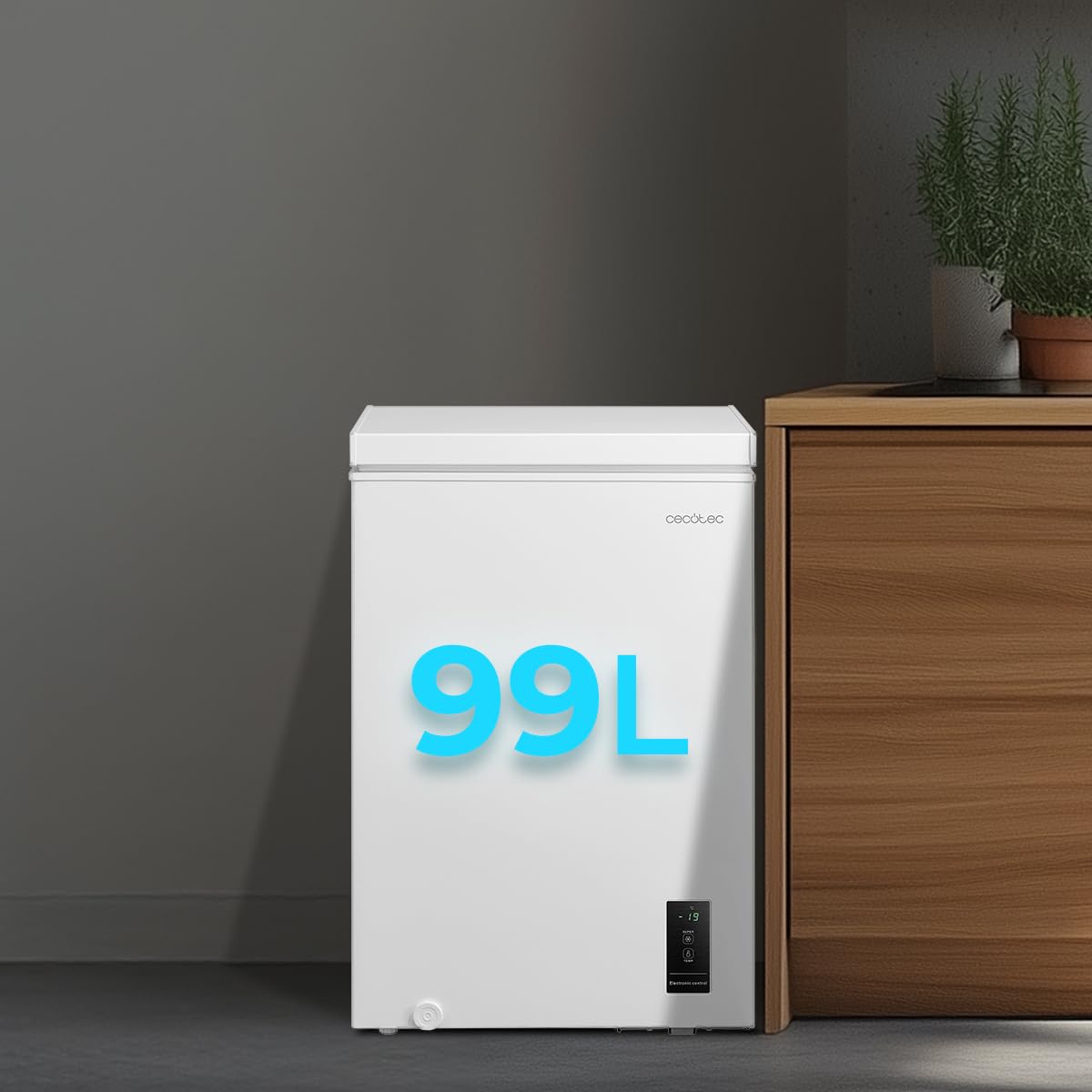 Cecotec Congelatore Orizzontale 99L Bolero CoolMarket Chest 99P White E. Cestello con Maniglie, Controllo Elettronico LED, UltraContact D-Cool, Dual Function, Porta ZeroG (80º-30º), Fast Freezing