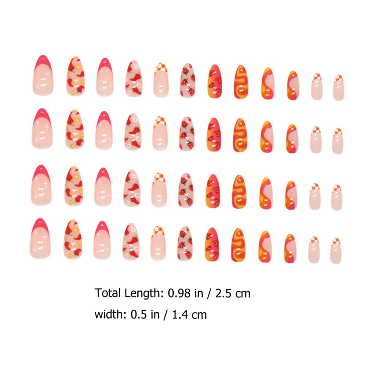 FRCOLOR 144 Pz Finte Di Frutta e Verdura Consigli Per Finte Manicure Finte Finte Con a Frutta Pressione Media Sulle Kit Per Materiale Abs