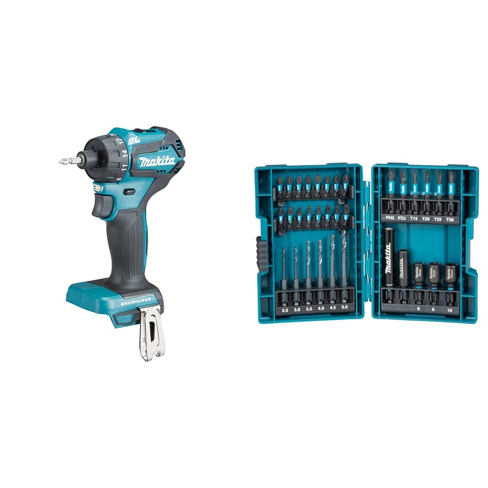 MakitaDDF083Z 18V Li-Ion LXT Brushless Drill Driver - Batteries and Charger Not Included & B-66896 33 Piece Impact Black Set