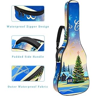 Christmas Village Housse rembourrée imperméable Oxford pour guitare avec bandoulière réglable - Les Beatles, Paul McCartney, John Lennon, RIngo Starr, George Harrison Christmas Village Housse rembourrée imperméable Oxford pour guitare avec bandoulière réglable – Image 4