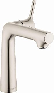 hansgrohe Talis S Modern Premium Easy Clean 1-Handle 1 9-inch Tall Bathroom Sink Faucet in Brushed Nickel, 72113821