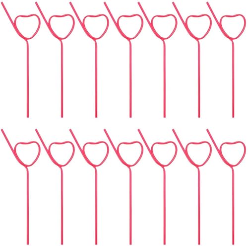 Miniatura 1 de Happyyami 25 popotes de plástico para cóctel, en forma de corazón, reutilizables, pajitas largas y flexibles para ducha, suministros de fiesta de