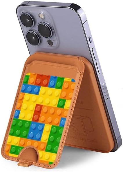 R3595 Brick Toy Graphic Magnetic Card Wallet Holder Stand for iPhone 17 16 15 14 13 Pro Max image 2