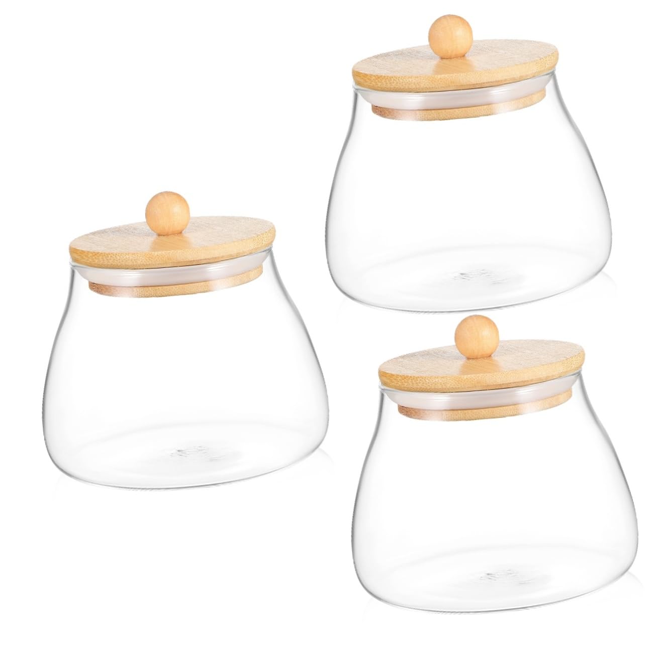 ifundom 3 Piezas tarro de dulces frascos condimentar masón hermético tapas de frascos tarro de cristal con tapa de madera envases de de cristal con tapas Vidrio