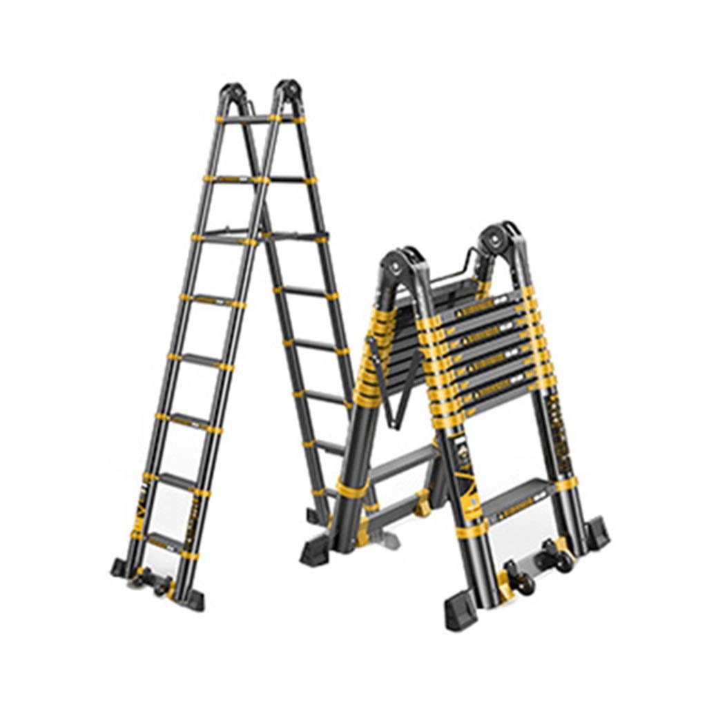DRFGNF Step Ladders Retractable Attic Engineering Ladder, Climbing Frames for Gardening Work, for Roofs and High-rise Buildings telescopic ladder (Size : 1.7+1.7m=3.4m/11.2ft)