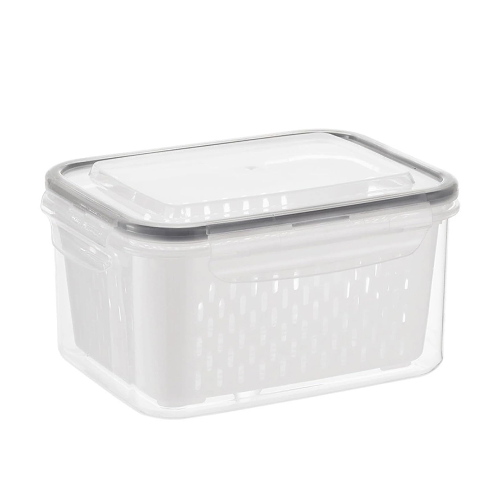 Juebueix Grey 1/3 Pcs Fridge Produce Storage Containers With Removable Colander, Food-Safe Stackable Keepers For Fruits, Vegetables, Berries And Meat S