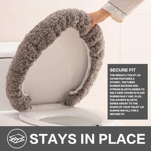 Image of Microfiber Toilet Lid Cover, 17.5 inchx15 inch Fits Round Oblong and Elongated
