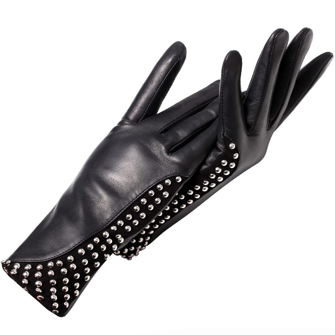 Guanti in pelle da donna stile punk Guanti da moto con rivetti caldi alla moda Guanti da moto Windptoof all'aperto