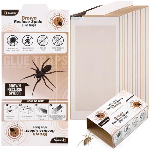 Qualirey 12 Pack Spider Traps Indoor for Brown Recluse Spiders, Extra Sticky Large Insect Glue Boards for Black Widows, Sac, Wolf and Other Crawling Bugs Inside Home